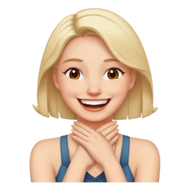 a woman with her hands crossed in front of her neck laughing sticker