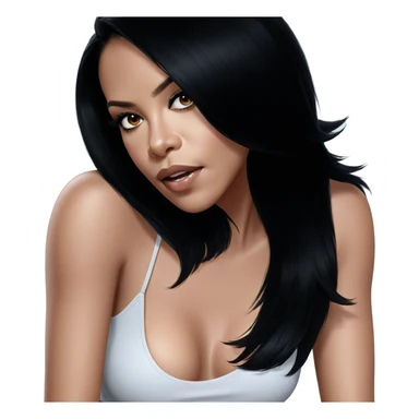 realistic portrait of black haired girl sticker