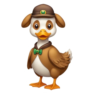 Dog wearing a duck costume sticker