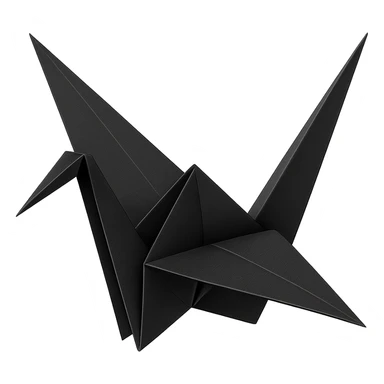 goth black origami crane, no background sticker