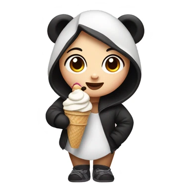 Girl wearing panda and eating ice cream  sticker