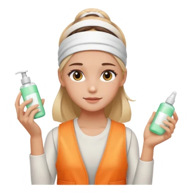 Clean girl aesthetic emoticons, apply skincare products, headband, glowing skin, vest, soft lighting
 sticker