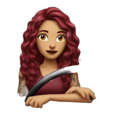 Beautiful tattooed burgundy long haired woman driving a car sticker