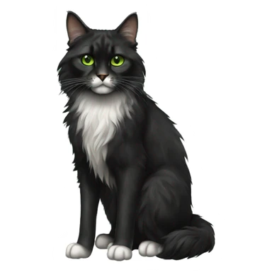 Black maincoon cat green eyes full body sticker