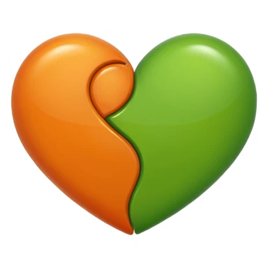 half green half orange heart sticker
