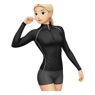 Black athletic quarter-zip top with spandex material and collar sticker