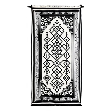 Grey and white Long rectangular prayer mat with geometric Andalusia pattern  sticker