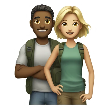 smiling girl with man outdoors sticker