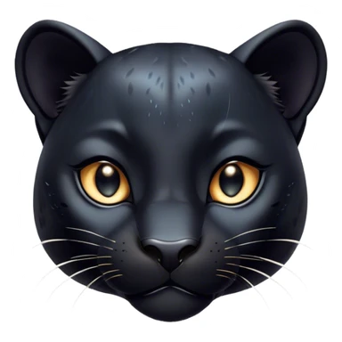 Cinematic Cute black Panther Portrait Emoji, Head tilted playfully and inquisitively, with a smooth, streamlined form accentuated by a subtle sheen and round, sparkling eyes filled with charm, Simplified yet irresistibly adorable features, highly detailed, glowing with a warm, inviting glow, high shine, affectionate and lively, stylized with a touch of whimsical mystery, bright and endearing, soft glowing outline, capturing the essence of a mischievous yet loving black Panther that seems as if it could pounce out of the screen into your arms! sticker