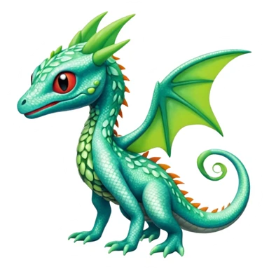 Sparkly White And Green Natural Flowery Colorful Grovyle-Salandit-Celebi-Toothless-Fakémon-hybrid-creature (full body)  sticker