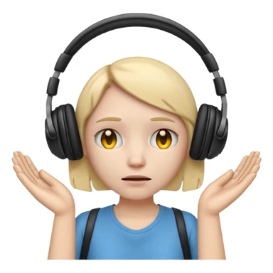 emoji with head phone holding both hands listening looks like sad  sticker