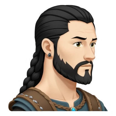 Ragnar side face emoji with black hair sticker