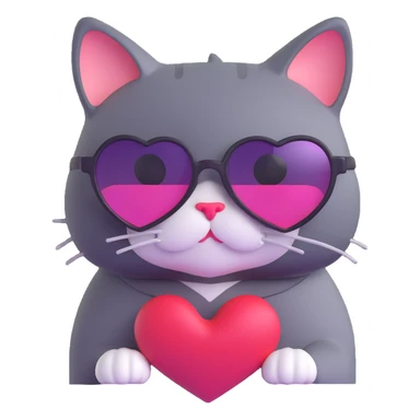 cat wearing heart-shaped sunglasses sticker