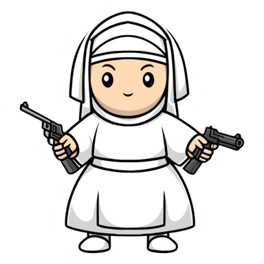 stylish nun holding a gun sticker