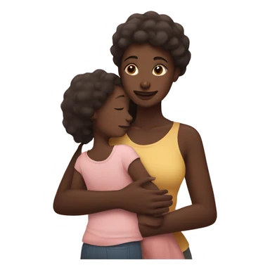 Dark skin mom hugging her brown skin daughter  sticker
