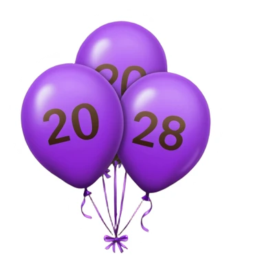 baloons with 2026 year to put on the menu in dark brown and violet sticker