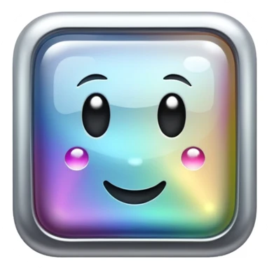 Sparkly glossy silver monochrome iridescent glass square sticker