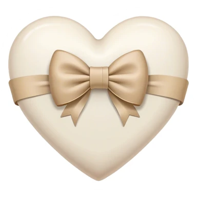white heart with beige bow sticker
