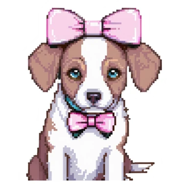 preppy dog wearing a pink head piece bow sticker