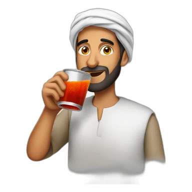 Arab man drinking Spicy sauce sticker