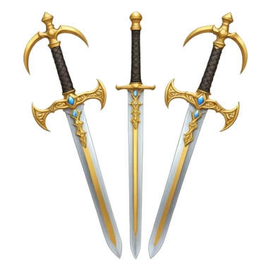 Two Golden royal swords with gold blades and gold handel sticker