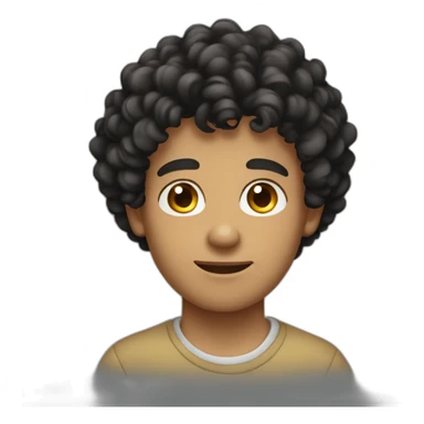 young man informal cloth tanned black curly hair sticker