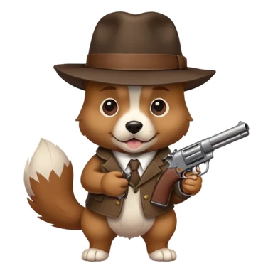 Dog as a gangster holding a gun sticker