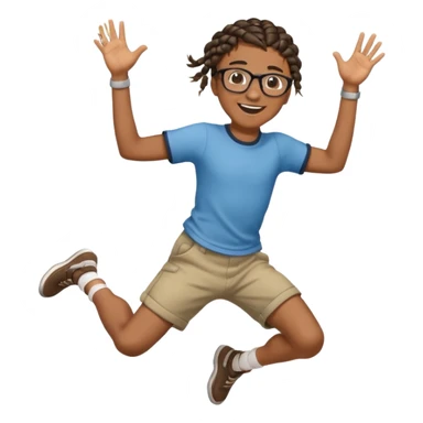 black boy with glasses and braided hair jumping sticker