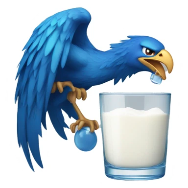 blue phoenix eating a rectangular glass white and blue bar sticker