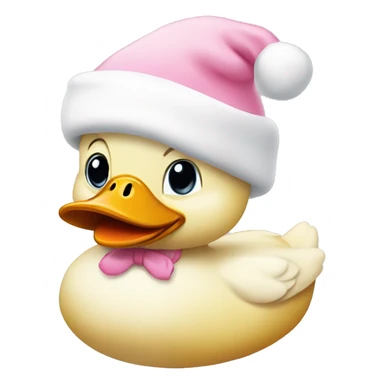 duck with a baby pink santa hat  sticker
