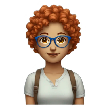 a cute girl with curly red hair and blue glasses sticker