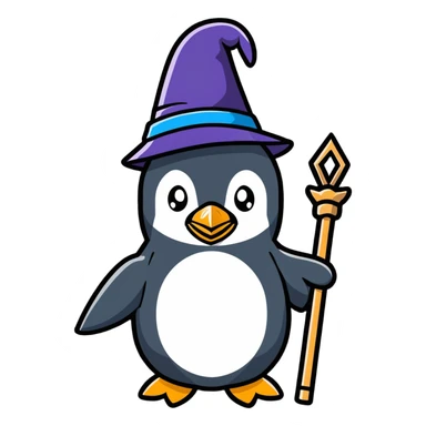 A penguin wizard sticker