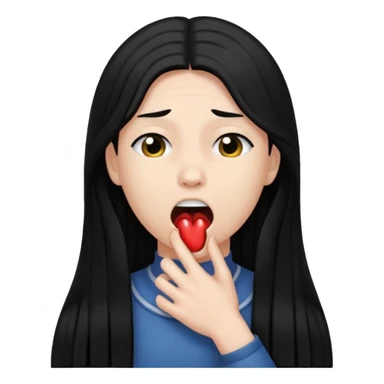 person choking themselves with black long hair  sticker