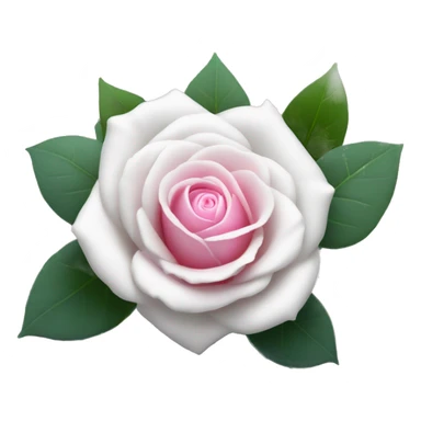 a white rose with a pink center in the foreground, and blurred eucalyptus leaves falling in the background sticker