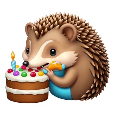 hedgehog eating cake sticker