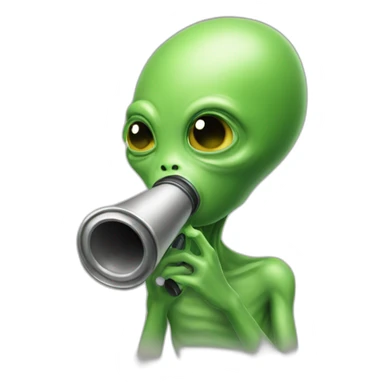 Alien blowing whistle sticker