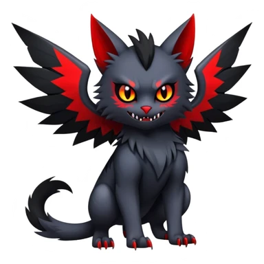 Vampiric feral futuristic gothic emo dark Litten-Noibat-Fakémon-hybrid-creature (full body) sticker