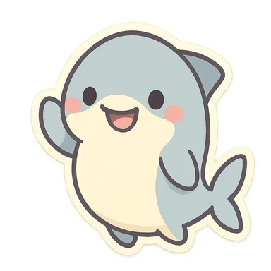 baby shark, chubby, waving fin, minimal details sticker