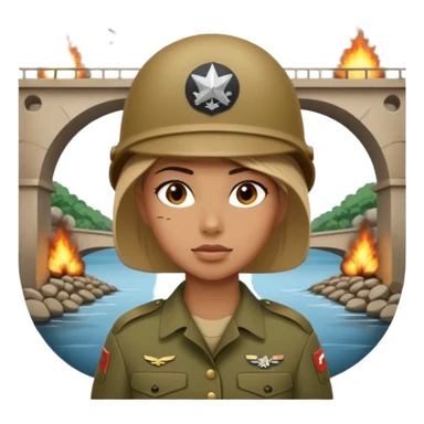 Female full confidence soldier covering under a bridge, with shelling happening all around sticker