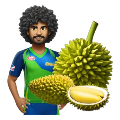 Lasith Malinga with durian sticker