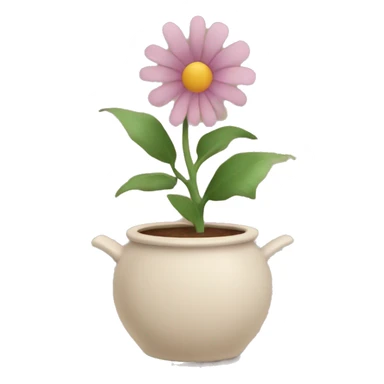 there is a pot in pastel brown colors and a flower in it sticker