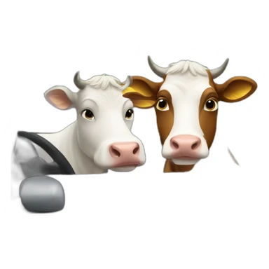 Two cows chilling in a car sticker