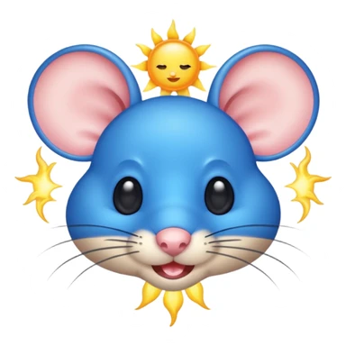 A mouse face with blue sun rays like a sun ☀️  sticker