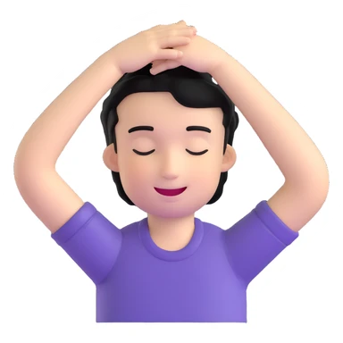 white boy smiling with right hand behind head, black hair, closed eyes sticker