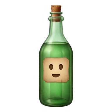 green old  glass bottle with a rolled  inside paper  like in movie  sticker