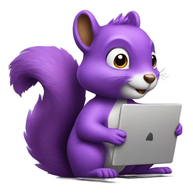 purple squirrel with a laptop sticker