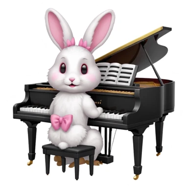 rabbit playing piano sticker
