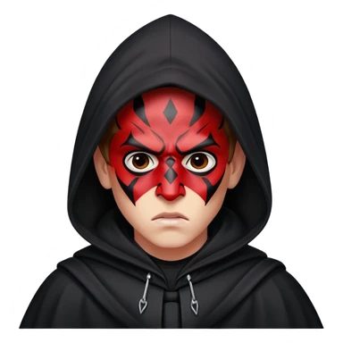 Mad boy with Darth maul cloak and hood sticker