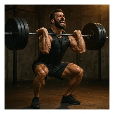 a muscular man lifting a barbell, Crossfit style, energetic pose, dynamic fitness scene sticker