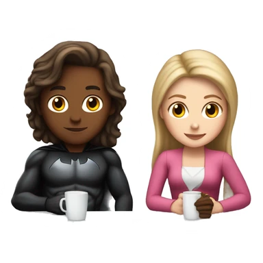 Brown hair white girl on date with Batman at a white table sticker